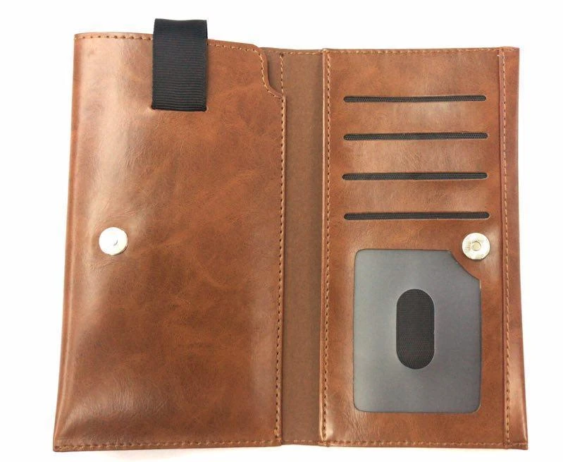 PULL UP POUCH WITH CARD SLOT BROWN MEDIUM